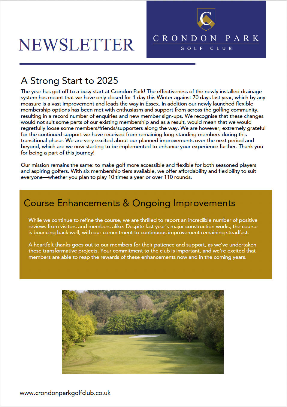 Crondon Park Golf Club | Championship Golf Course Essex|Newsletters